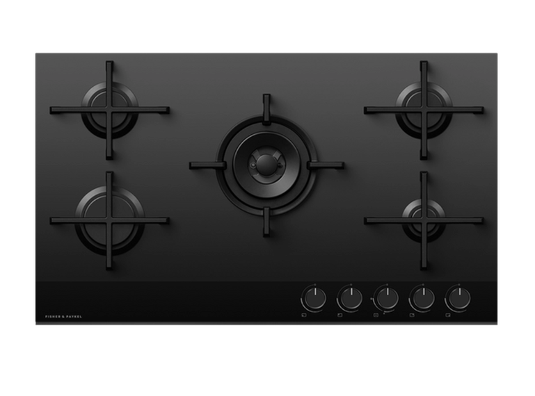 Fisher & Paykel Black Cg905dlpgb4 90Cm 5 Burner Gas Hob - Glass