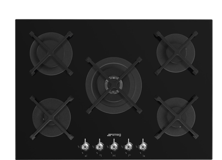 Smeg Black Pv375n 75Cm Classic Gas Hob Gas On Glass On Steel