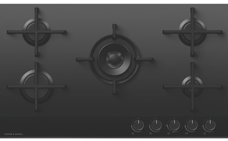 Fisher & Paykel Black Cg905dnggb4 90Cm Gas Hob - Glass