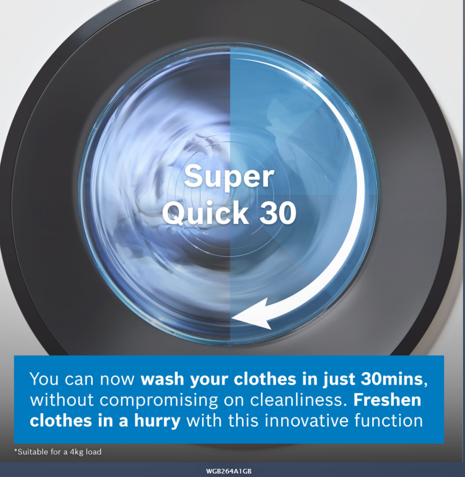Bosch White Series 8, Washing Machine, Front Loader, 11 Kg, Max. 1400 Rpm Wgb264a1gb