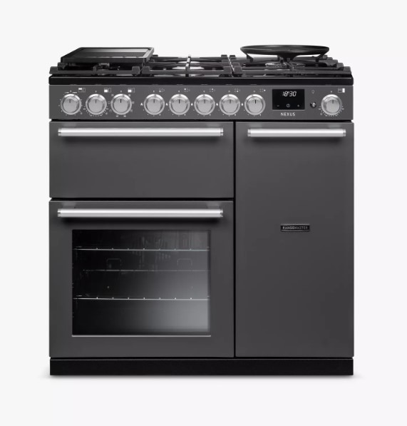 Rangemaster Nexus Nex90dfpslt/Cm1 90Cm Dual Fuel Range Cooker With Gas Hob, Slate