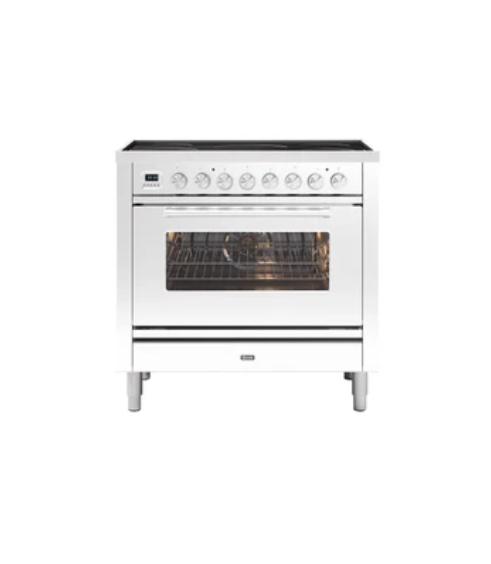 Ilve White Roma Pi096we3/Wh 90Cm Roma Induction Single Oven Electric Range Cooker