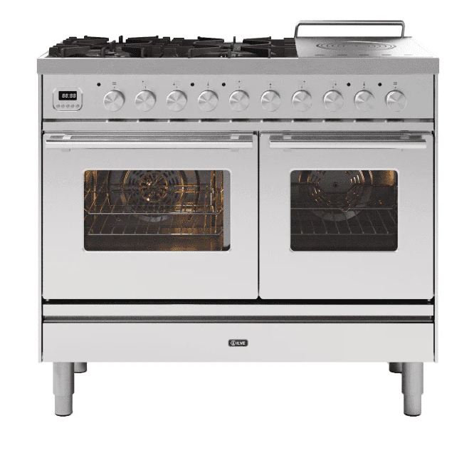 Ilve Roma 100Cm Double Oven 4 Gas Burners & Coup De Feu Pd10swe3/Ss
