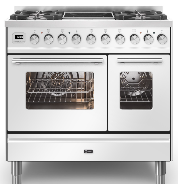 Ilve White Roma 90Cm Twin 60 / 30 4 Gas Burners & 2 Zone Induction