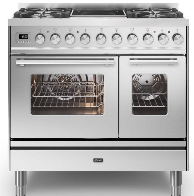 Ilve Roma 90Cm Twin 60 / 30 4 Gas Burners & 2 Zone Induction Stainless Steel