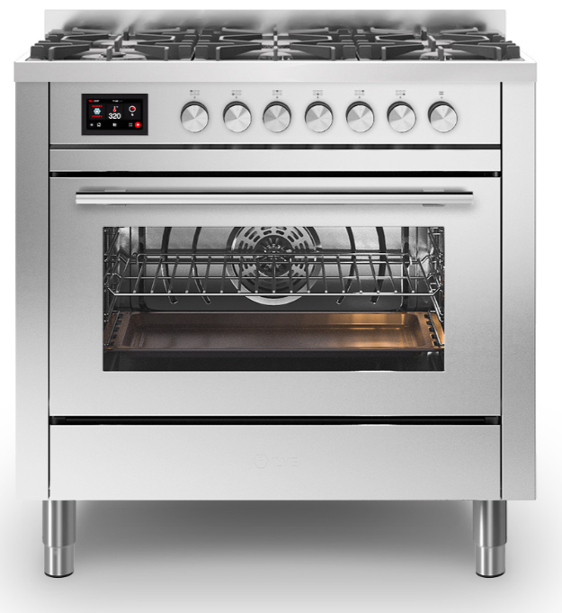 Ilve Black Roma 90Cm Single 90 6 Burners Stainless Steel