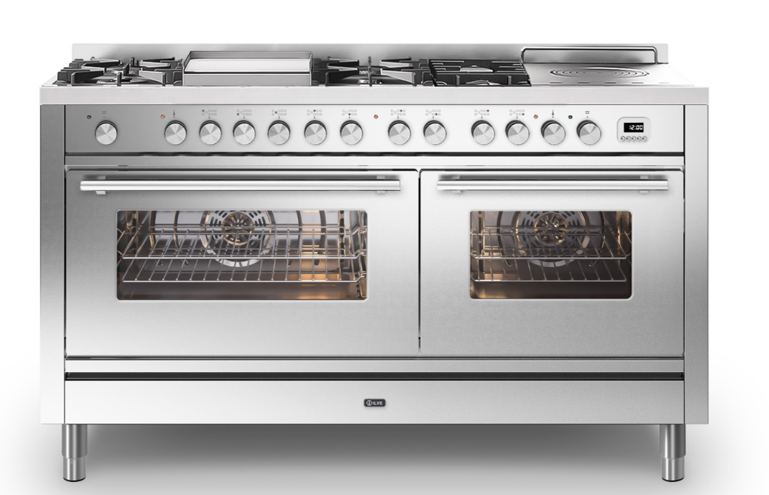Ilve Roma 150Cm Twin 90 / 60 7 Gas Burners & Coup De Feu Stainless Steel