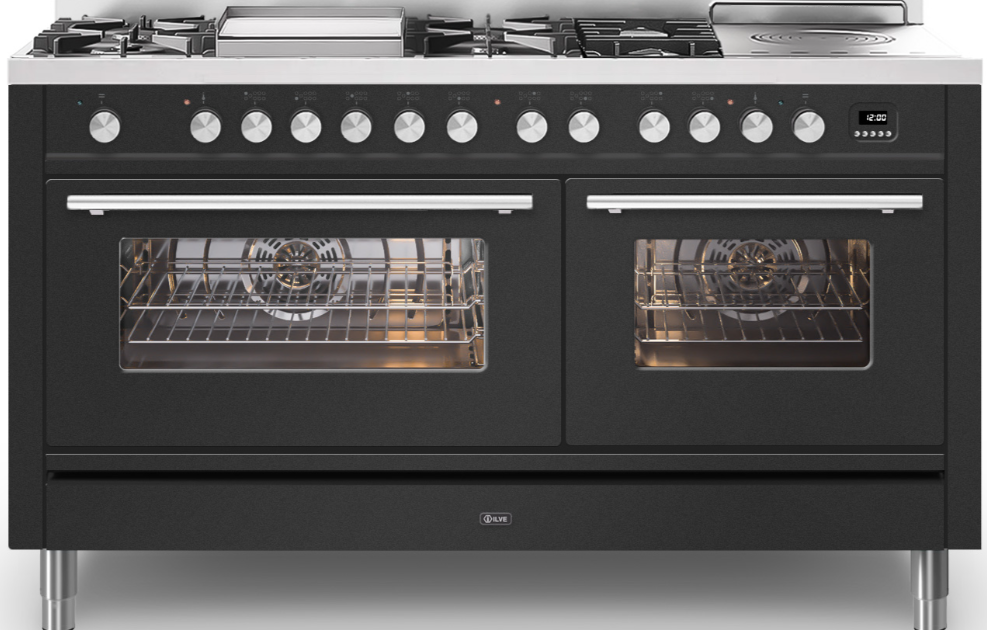 Ilve Roma 150Cm Twin 90 / 60 7 Gas Burners & Coup De Feu Matt Graphite