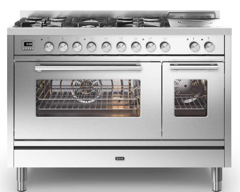 Ilve Roma 120Cm Twin 90 / 30 5 Gas Burners & Coup De Feu Stainless Steel