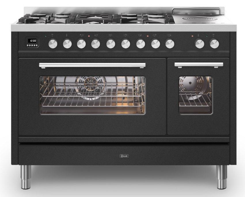 Ilve Roma 120Cm Twin 90 / 30 5 Gas Burners & Coup De Feu Matt Graphite