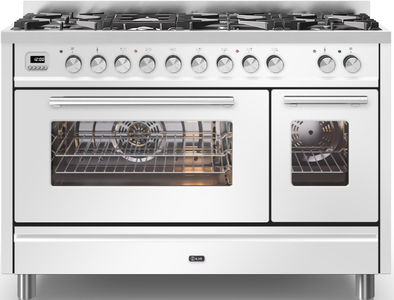 Ilve White Roma 120Cm Twin 90 / 30 8 Gas Burners