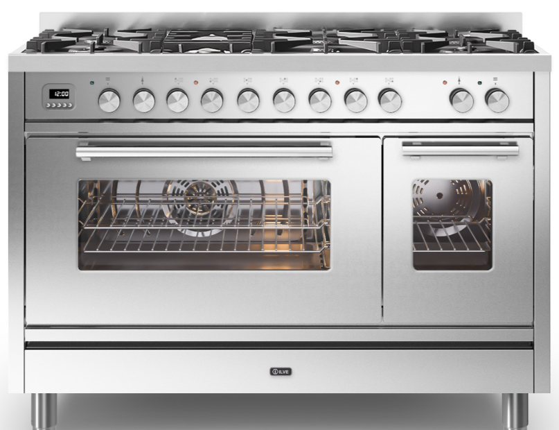 Ilve Roma 120Cm Twin 90 / 30 8 Gas Burners Stainless Steel