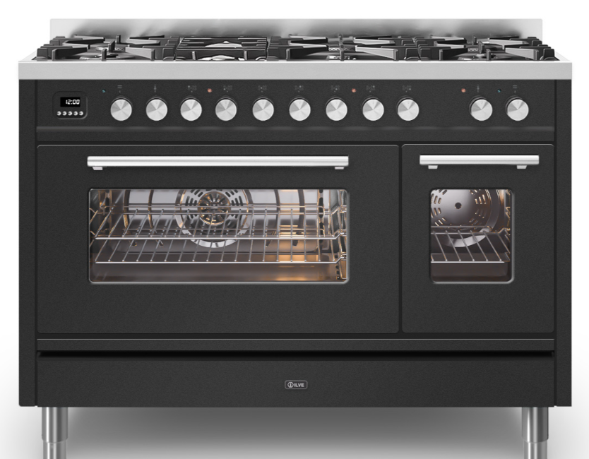 Ilve Roma 120Cm Twin 90 / 30 8 Gas Burners Matt Graphite