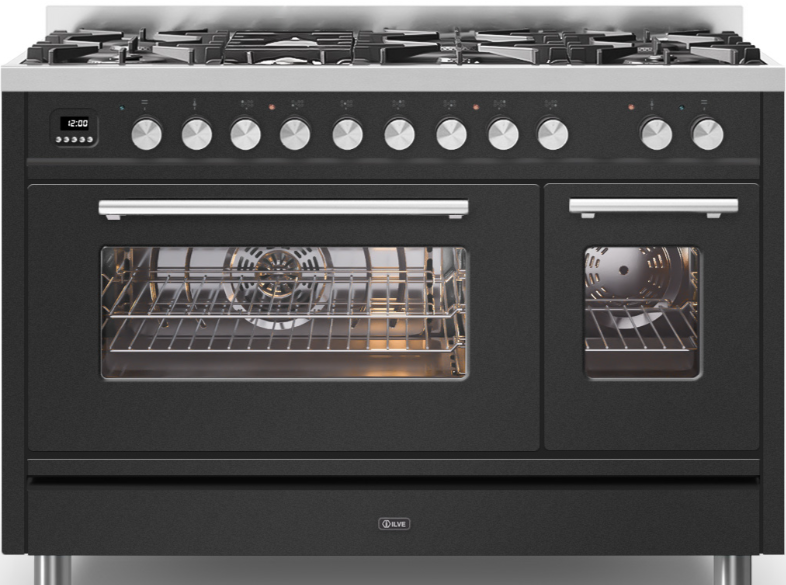 Ilve Roma 120Cm Twin 90 / 30 7 Gas Burners Matt Graphite