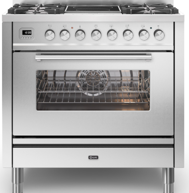 Ilve Roma 90Cm Single 4 Gas Burners & 2 Zone Induction Stainless Steel