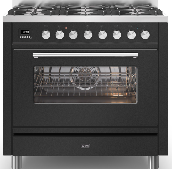 Ilve Roma 90Cm Single 6 Gas Burners Matt Graphite