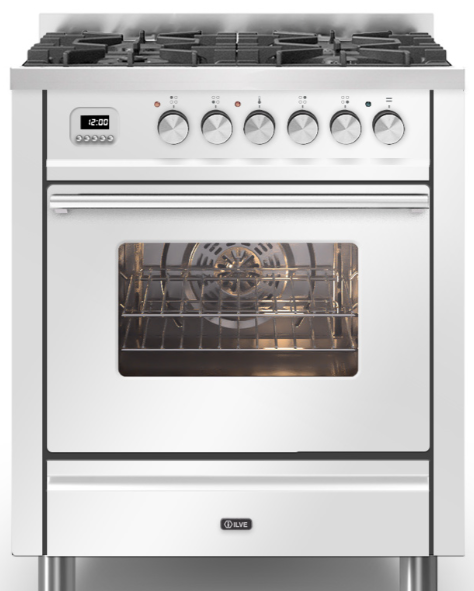 Ilve White Roma 70Cm Single 4 Gas Burners