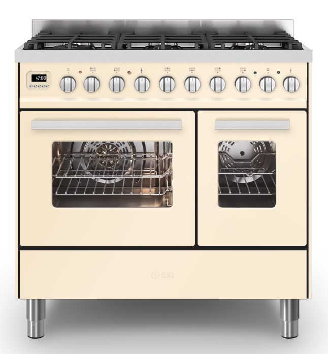 Ilve White Torino 90Cm Twin 60/30 6 Gas Burners Antique