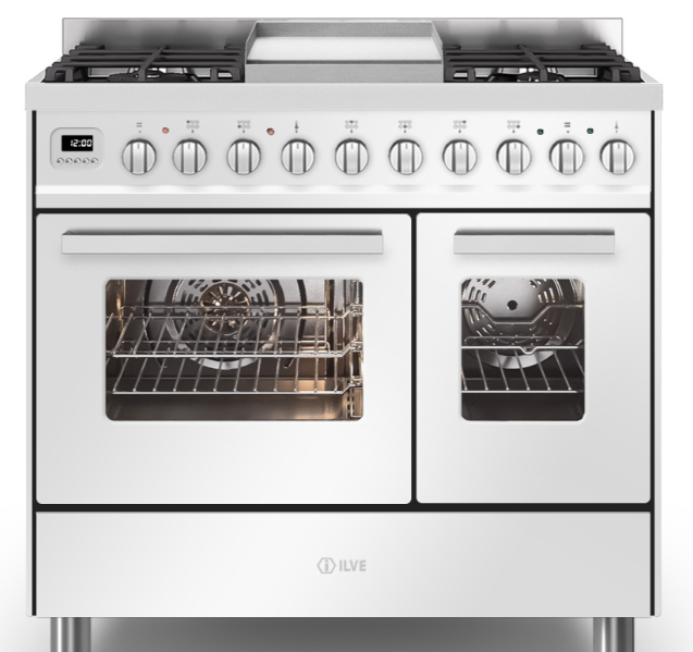 Ilve White Torino 90Cm Twin 60/30 6 Gas Burners & Fry Top