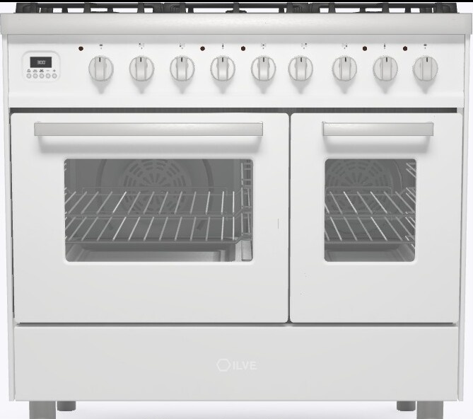 Ilve White Torino 90Cm Twin 60/30 5 Gas Burners