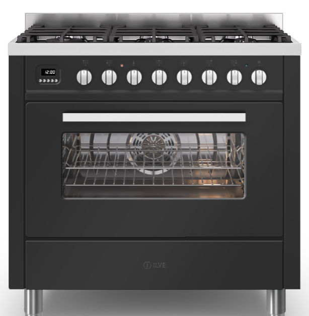 Ilve Torino 90Cm Single 90 6 Gas Burners Matt Graphite
