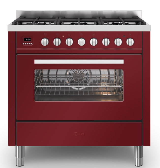 Ilve Burgundy/Red Torino 90Cm Single 90 6 Gas Burners
