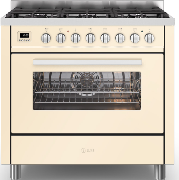 Ilve White Torino 90Cm Single 90 6 Gas Burners Antique