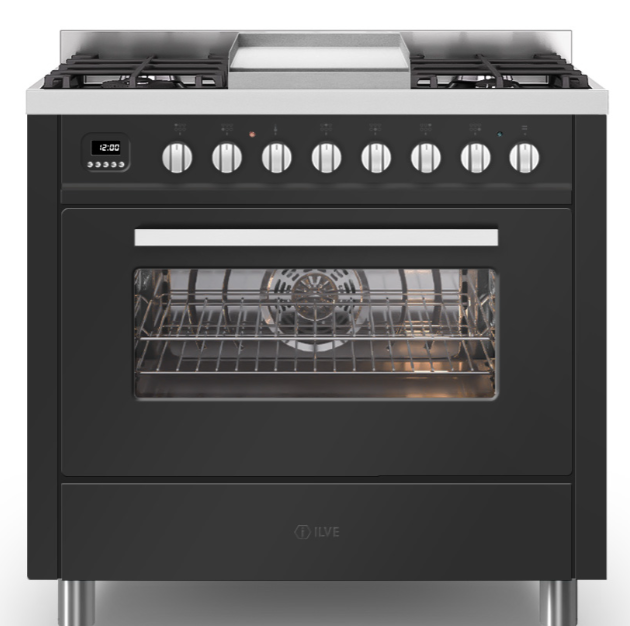 Ilve Torino 90Cm Single 90 6 Gas Burners & Fry Top L09fwm3/Mg