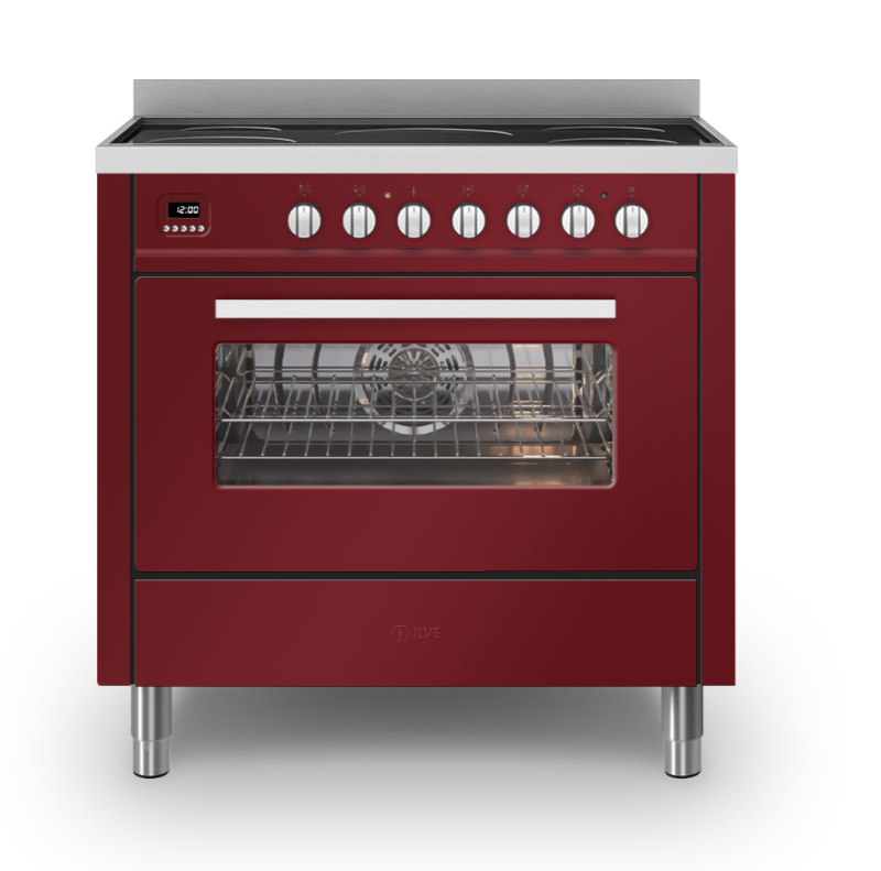 Ilve Burgundy/Red Torino 90Cm Single 5 Zone Induction