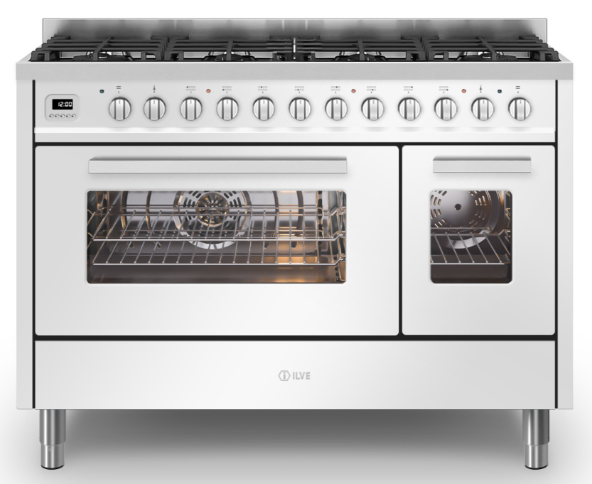 Ilve White Torino 120Cm Twin 90/30 8 Burners