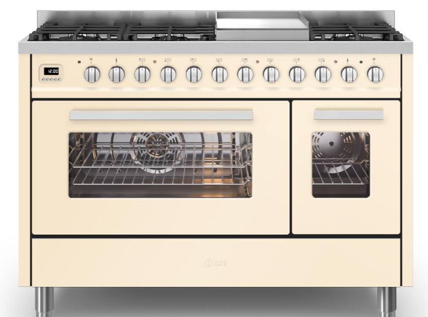 Ilve White Torino 120Cm Twin 90/30 8 Burners & Fry Top Antique