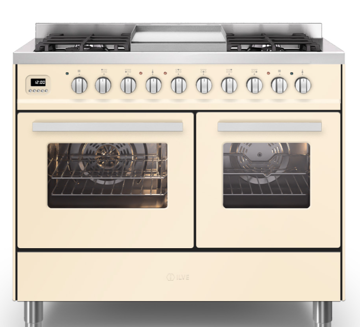 Ilve White Torino 100Cm Twin 60/40 6 Burners & Fry Top