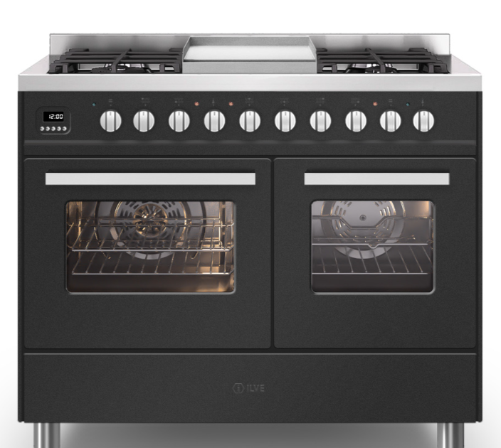 Ilve Torino 100Cm Twin 60/40 6 Burners & Fry Top Matt Graphite