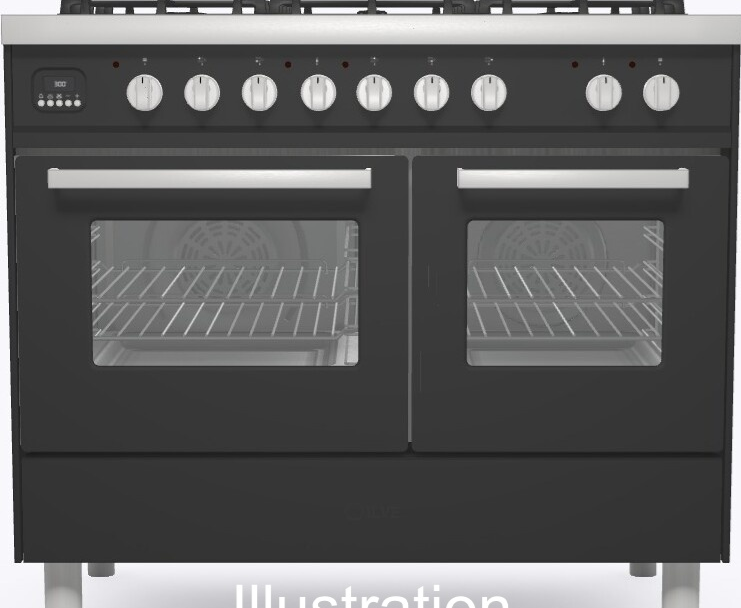 Ilve Torino 100Cm Twin 60/40 5 Burners Matt Graphite