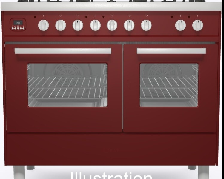 Ilve Burgundy/Red Torino 100Cm Twin 60/40 5 Burners