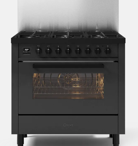 Ilve Torino 90Cm Single 90 5 Gas Burners Matt Graphite