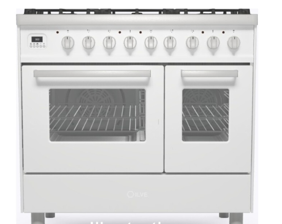 Ilve White Torino 90Cm Twin 60/30 5 Gas Burners Antique