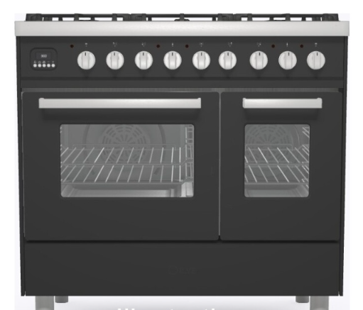Ilve Torino 90Cm Twin 60/30 5 Gas Burners Matt Graphite
