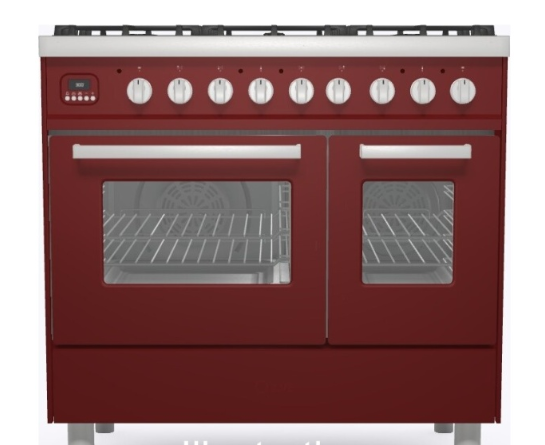 Ilve Burgundy/Red Torino 90Cm Twin 60/30 5 Gas Burners