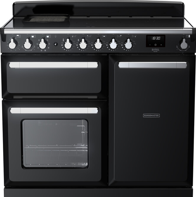 Rangemaster Black Estel Deluxe Esdl100eipgbl/Cm1 100Cm Induction Range Cooker / Chrome