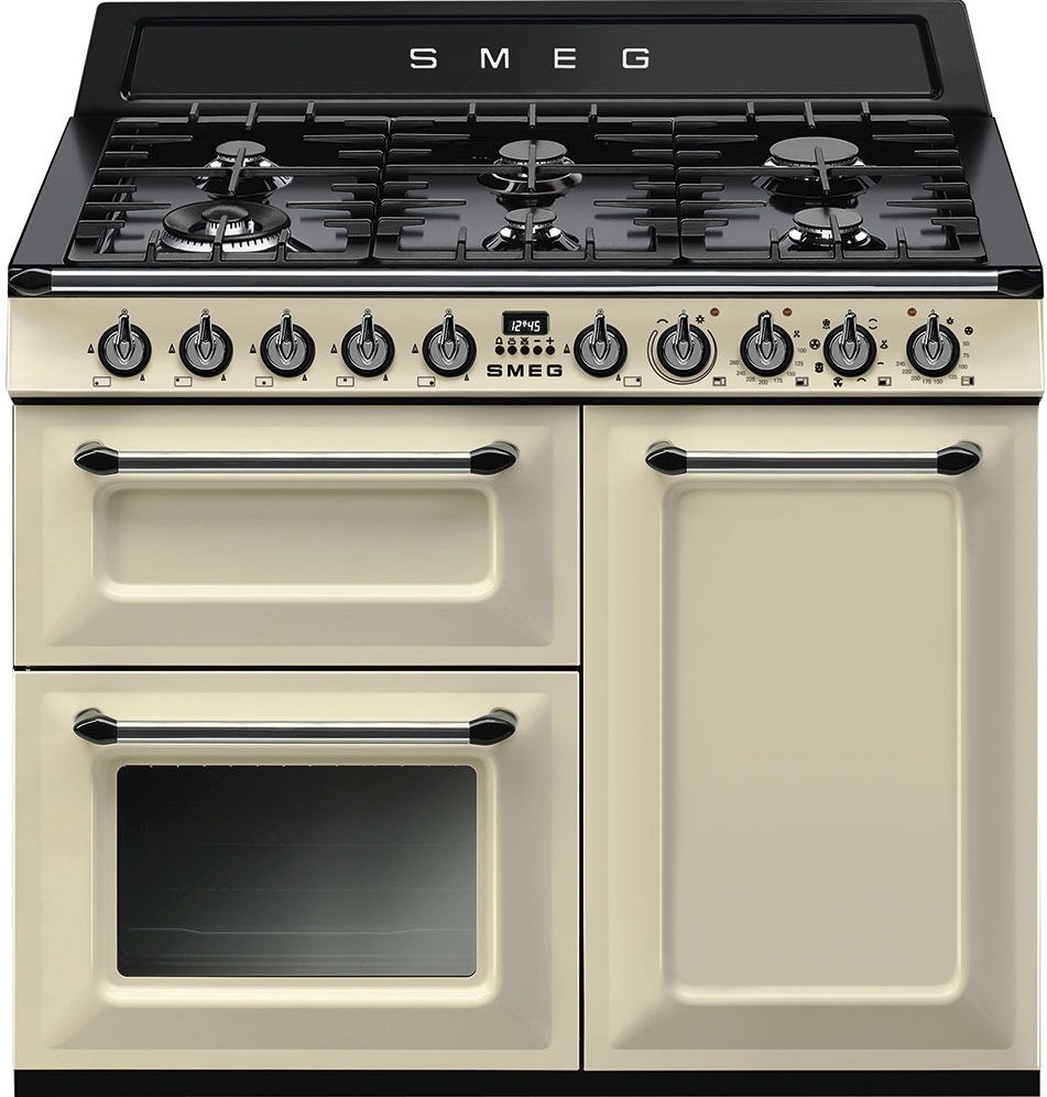 Smeg Cream Tr103p 100Cm Victoria Traditional Dual Fuel 3 Cavity Cooker With Gas Hobs