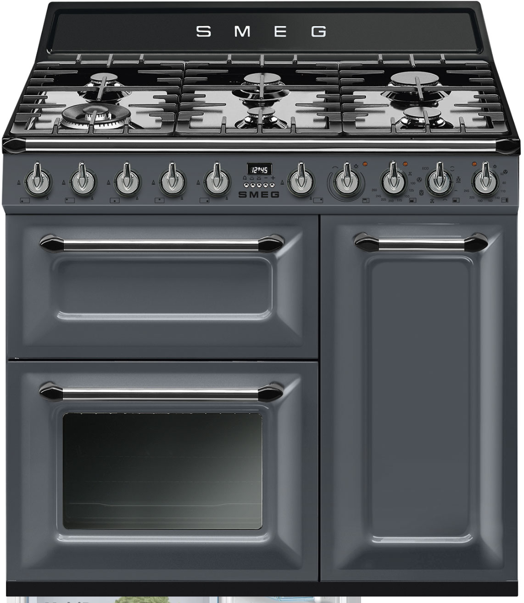 Smeg Grey Victoria 90Cm Range Cooker Slate Tr93gr
