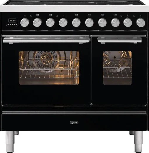 Ilve Black Pdi096we3/Gb 90Cm Wide Induction Range Cooker - Gloss
