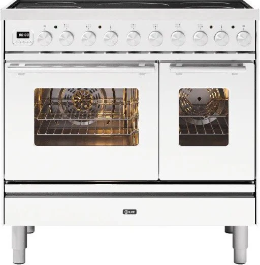 Ilve White Pdi096we3/Aw 90Cm Wide Induction Range Cooker - Antique