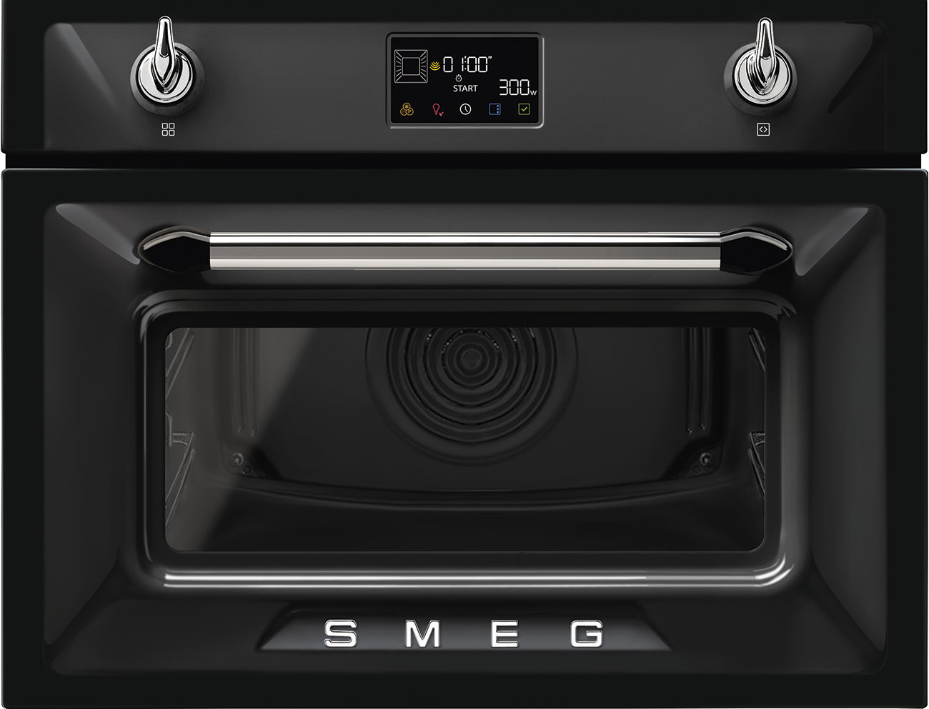 Smeg Black So4902m1n Victoria Compact Combi Microwave For Tall Housing