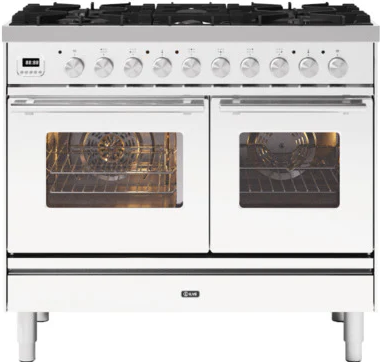 Ilve White Roma Pd106we3/Aw 100Cm Wide Dual Fuel Range Cooker