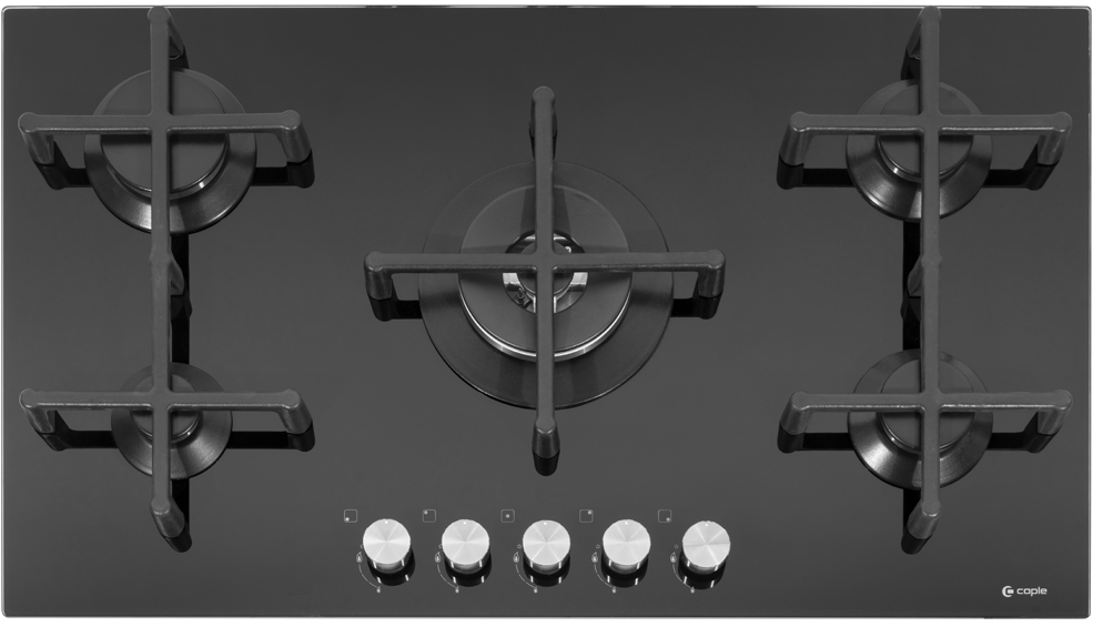 Caple Black C7591g 86Cm Gas On Glass Hob 5 Burner