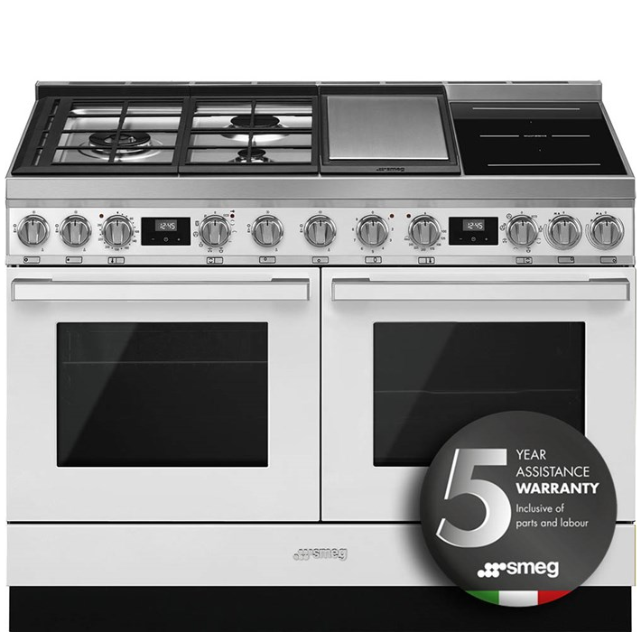 Smeg White Portofino Dual Fuel Cooker With Mixed Hob Cpf120igmpwh