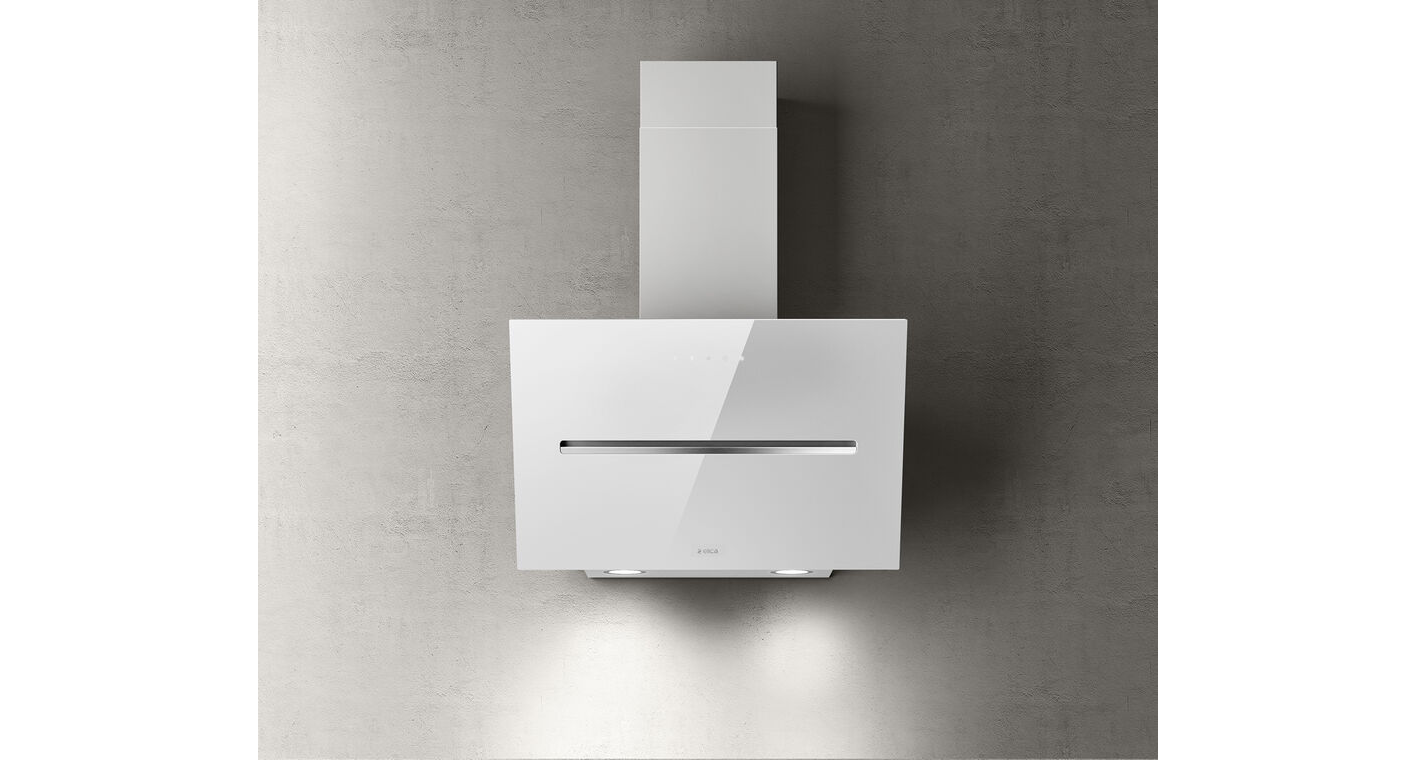 Elica White Shy 60Cm Angled Cooker Hood - Glass
