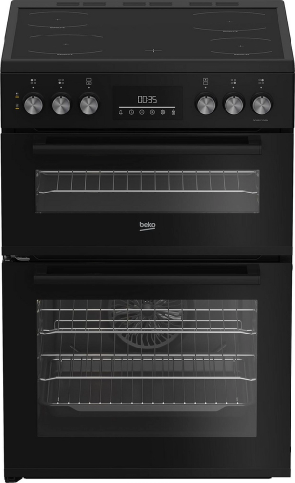 Beko EDC6731K 60cm Double Oven Electric Cooker with Vitroceramic Hob - Black - Image 5